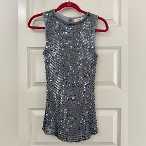 Sequin Sleeveless Tank Top - Silvery Blue